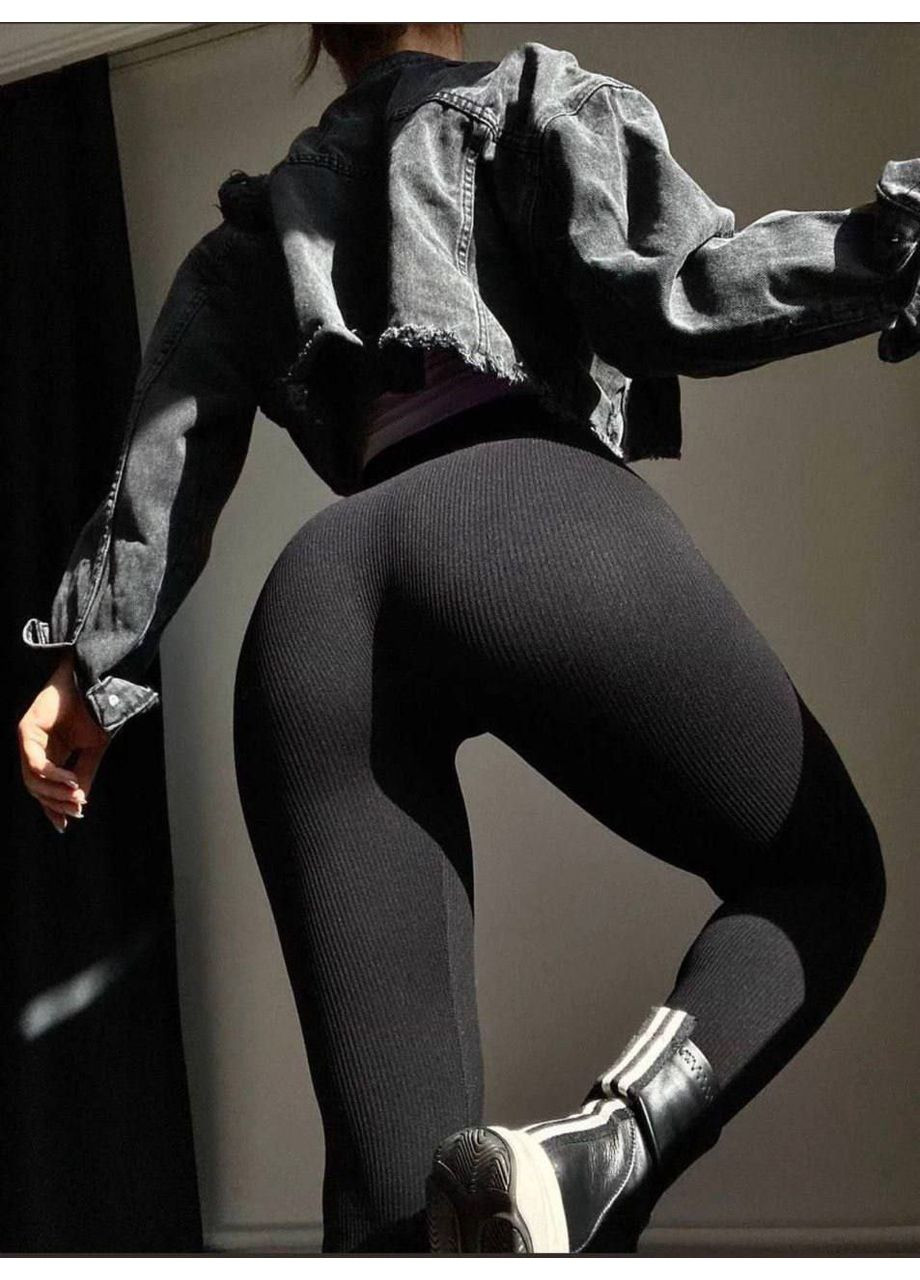 Лосини жіночі рубчик безшовні утеплені з завищеною талією Україна (361248283)