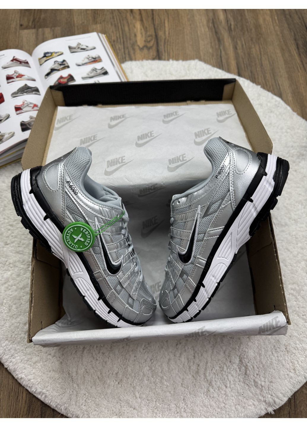 КРОССОВКИ ЖЕНСКИЕ NIKE P6000 WHITE SILVER BLACK НАЙК П-6000 No Brand чёрные демисезоны (367172108)
