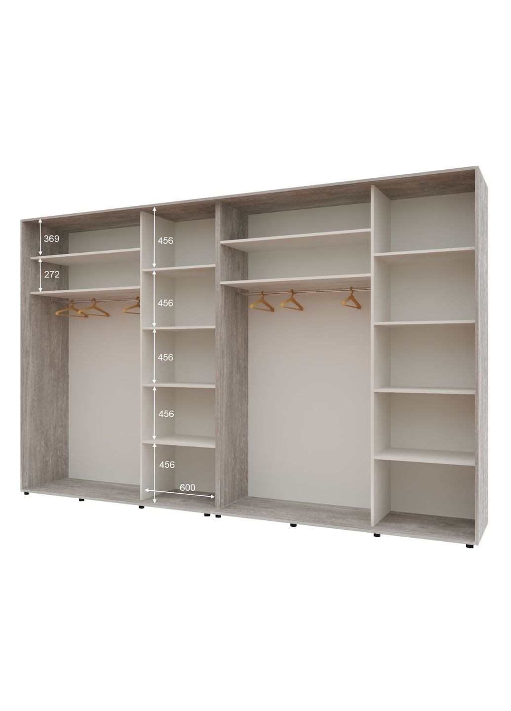 Шкаф-купе четырехдверный Комфорт Мебель 400*60*240 см Бетон ДСП + Зеркало + Зеркало + ДСП Стандарт Комфорт Меблі (360429730)