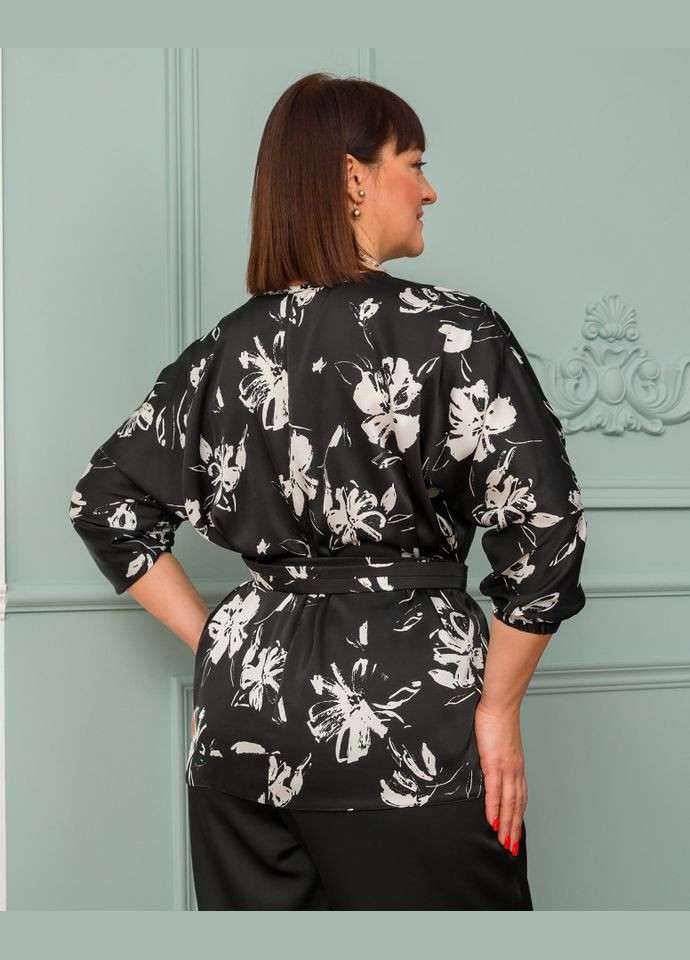 Чорно-біла блуза 1588-2 Alenka Plus