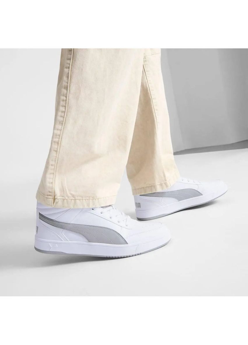 Білі Осінні кросівки 400980-04 шкіряні оригінал чоловічі високі біло-cірі Puma Dribble Mid