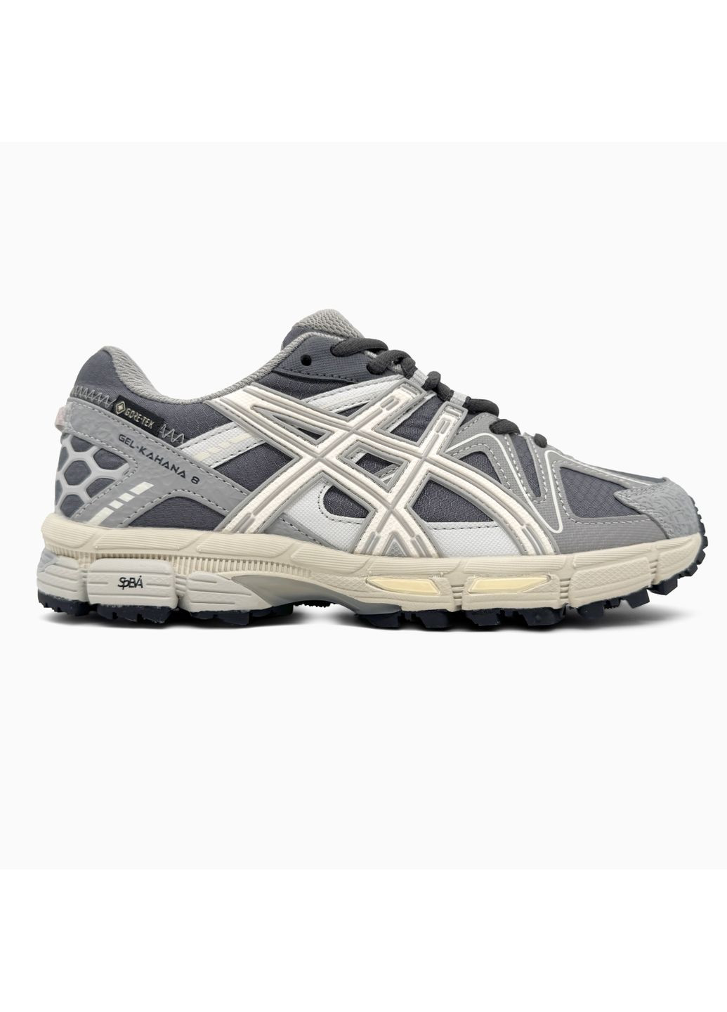 Серые демисезонные кроссовки мужские и женские asics gel kahana 8 grey gore-tex | асикс гель-кахана 8 серые No Brand