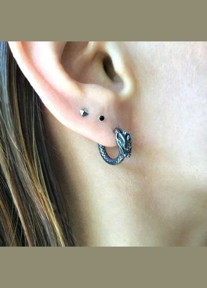 Серьги-кольца Vnox Dragon для мужчин и женщин из нержавеющей стали [-EH-378S02-1-Pair] VNOX No Brand (338624617)