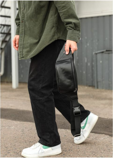 Сумка на пояс бананка кожаная Tirso PSO черный (R-81119001m-VS) Sambag (302450250)