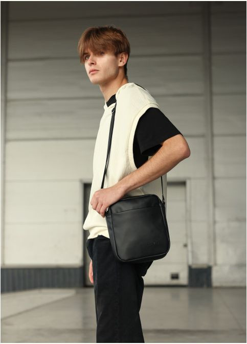 Сумка мессенджер черная из экокожи унисекс (R-70220001m-VS) Sambag (302450226)