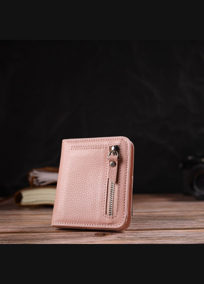 Жіночий гаманець невеликого розміру з натуральної шкіри 21797 Рожевий Canpellini (329151330)