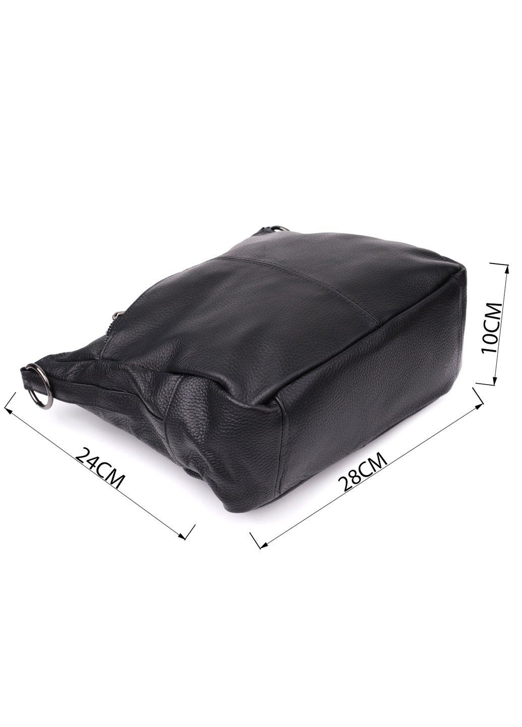 Практичная женская сумка с двумя ремешками из натуральной кожи 23053 Черный Vintage (356452185)