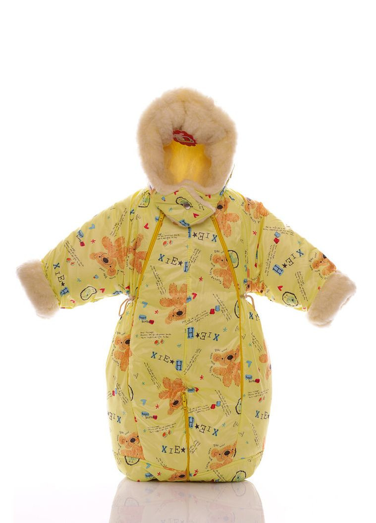 Комбінезон Трансформер на хутрі з принтом Ведмедик жовтий 86 см (41181) BABYKROHA (315423643)