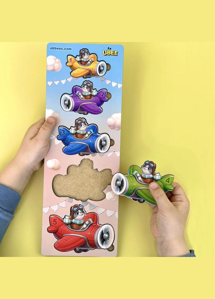 Деревянный детский сортер "Самолеты больше - меньше" (ПСД299) PSD299 Ubumblebees (343964881)