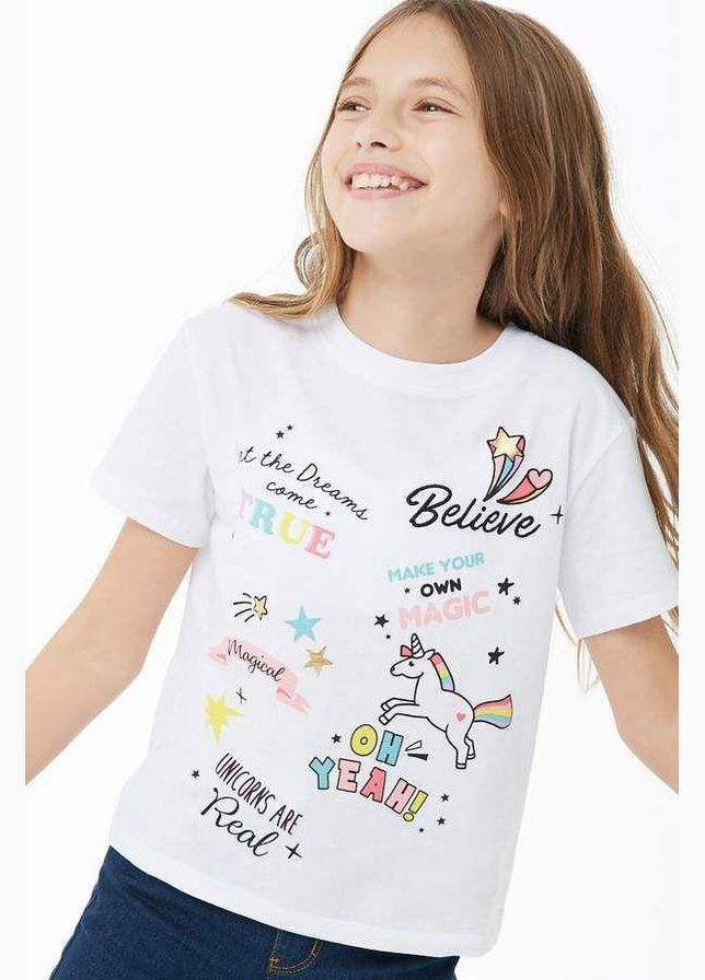 Біла літня футболка для дівчинки дитяча біла 2647142105 No Brand