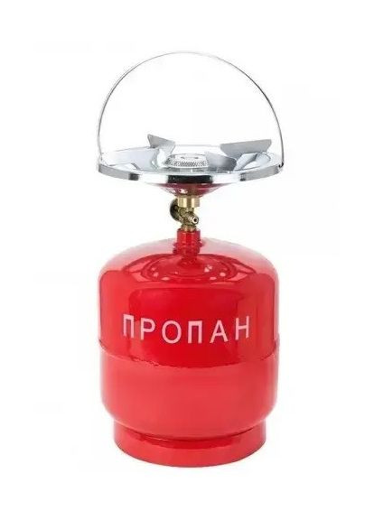 Комплект чавунна газова плита - конфорка настільна 7.5 кВт з балоном 8 л та 3м шланг редуктор Мрія (366343538)