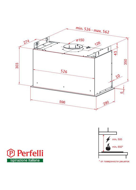 Вытяжка BISP 6973 A 1250 W LED Strip PERFELLI (364873223)