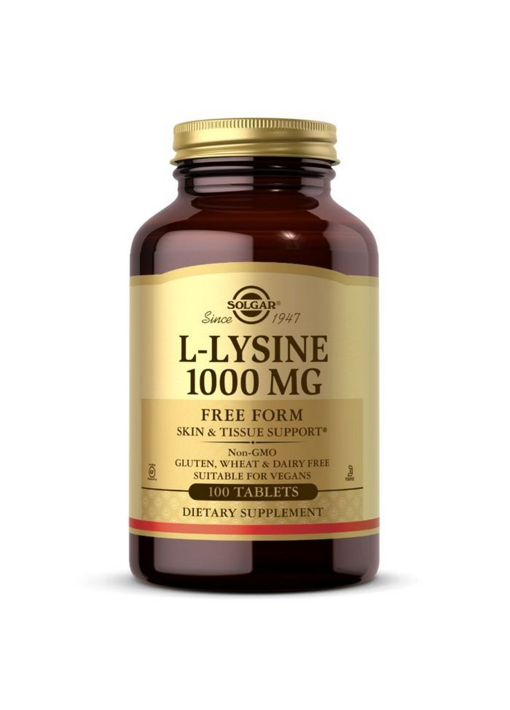 Аминокислота L-Lysine 1000 mg, 100 таблеток Solgar (293480075)