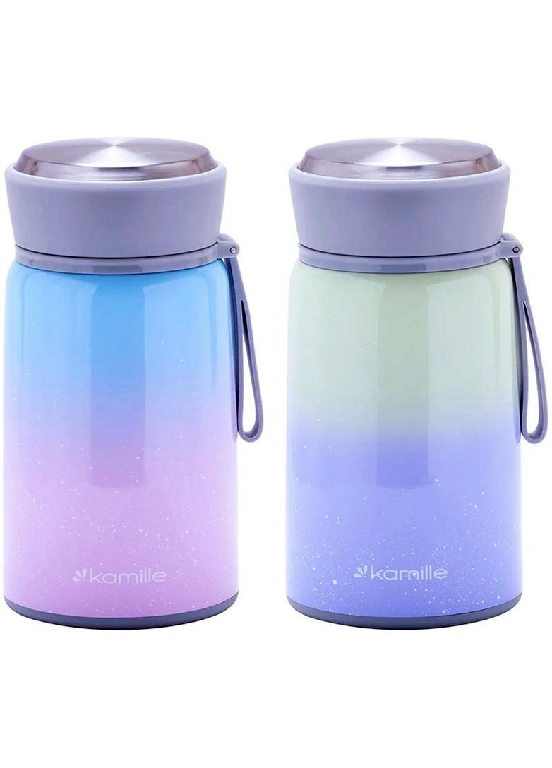 Термос харчовий 800мл із нержавіючої сталі з ложкою для гарячих та холодних страв контейнер для їжі Kamille (368976959)