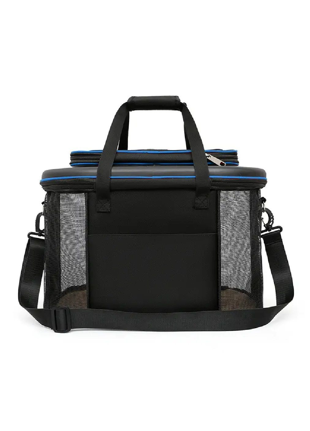 Сумка переноска для тварин котів собак з килимком кишенями ременем для перенесення 28х45х28 см (477709-Prob) Чорна з синім Unbranded (299101489)