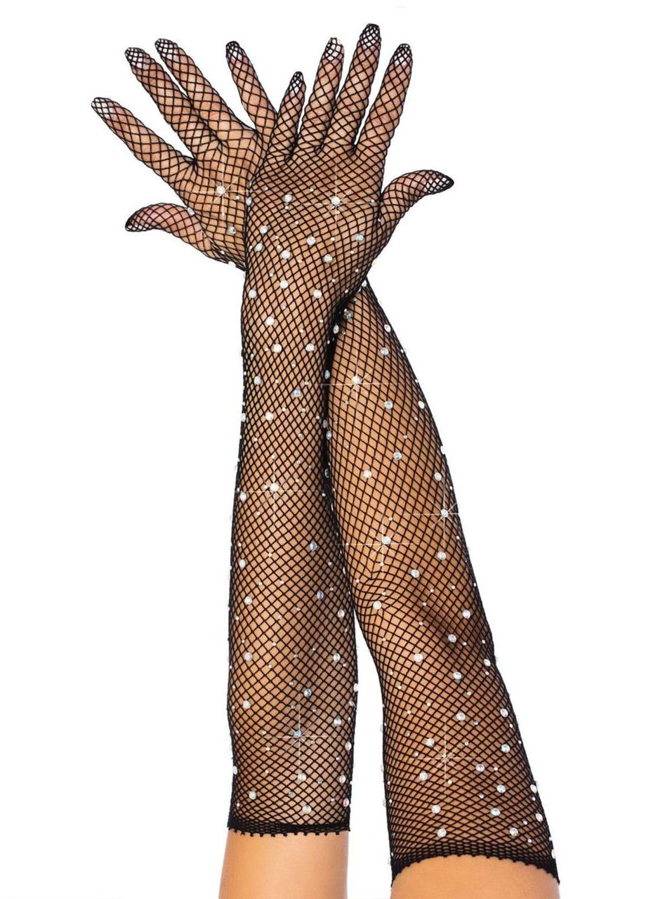Довгі сітчасті рукавички Leg Avenue Rhinestone opera length gloves, з камінням, One Size No Brand (303897287)
