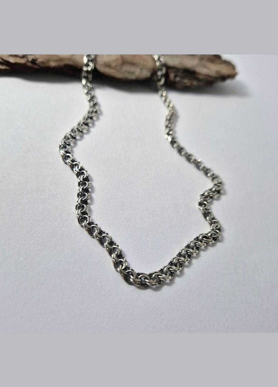 Срібний чорнений ланцюжок ланцюг Бісмарк Плоский см срібло 925 проби Чорнений 12.21г 6015 No Brand (307172947)