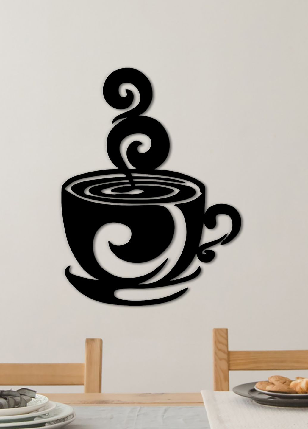 Деревянная картина на кухню, декоративное панно из дерева "Кофе на двоих", стиль лофт 50х38 см Woodyard (291842235)