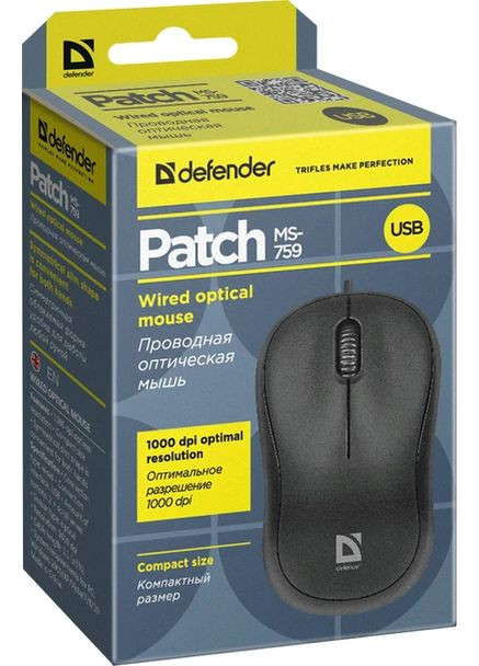 Мышка Patch MS-759, 3кн., 1000dpi, черная Defender (369137948)
