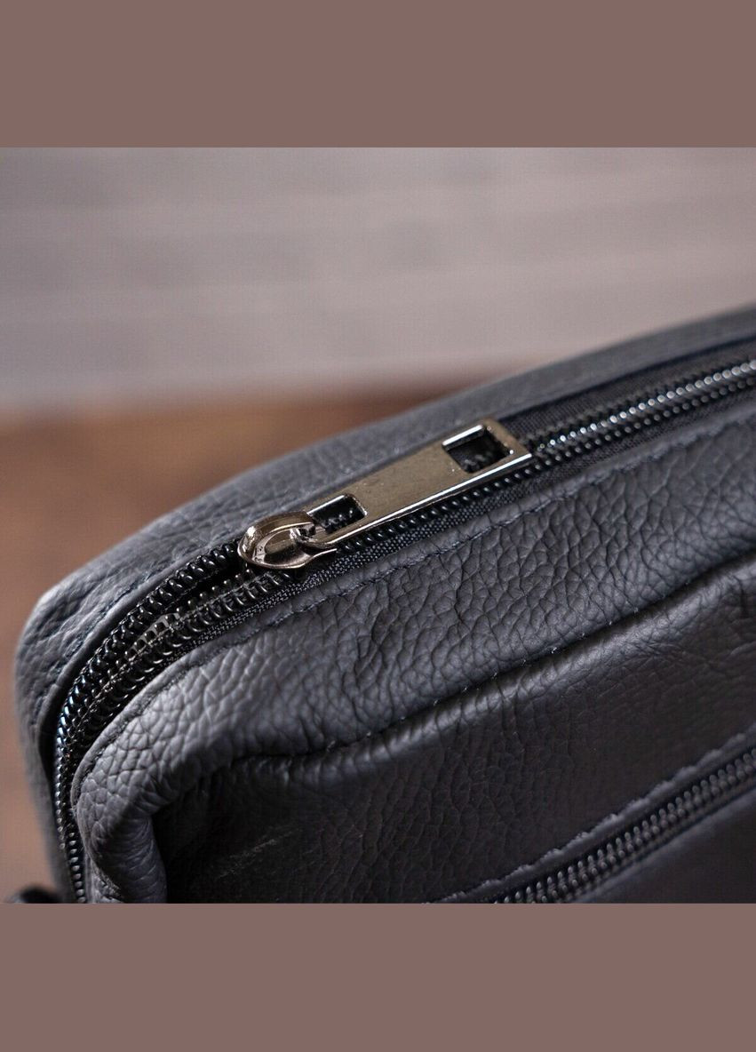 Шкіряна сумка крос боді чоловіча через плече чорна 14994 Vintage (329196692)