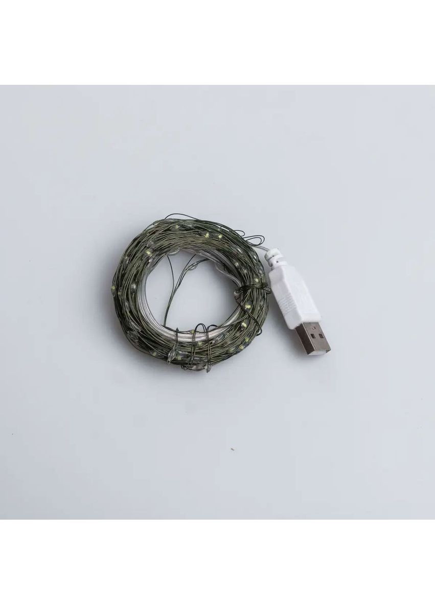 Гирлянда роса 20 метров USB на 200 led светодиодов капля зеленый провод белая Jooki (362672743)