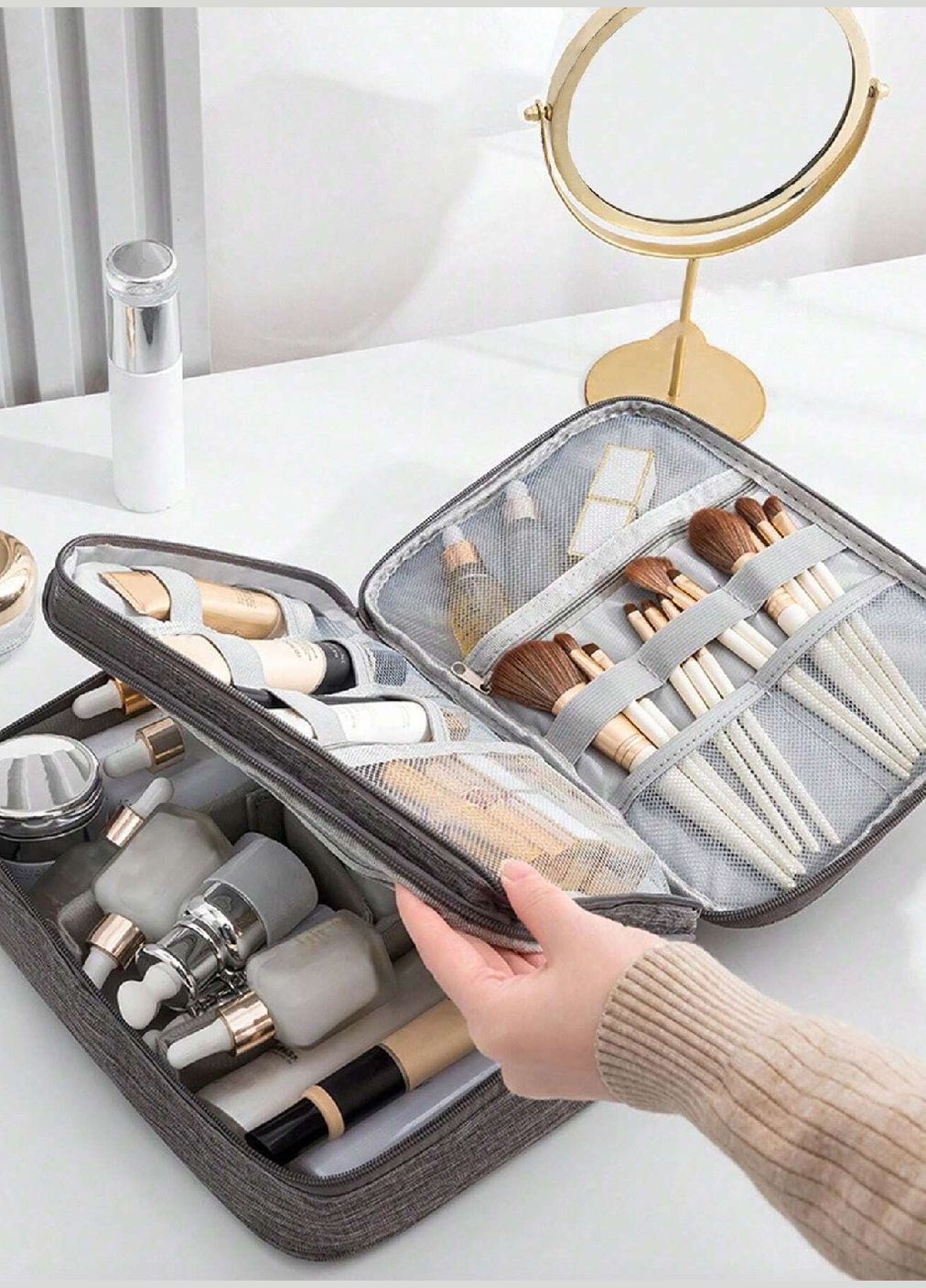 Органайзер сумка бокс косметичка для зберігання косметичних засобів зарядних пристроїв 27х20х11 см (477456-Prob) Синій Unbranded (297364837)