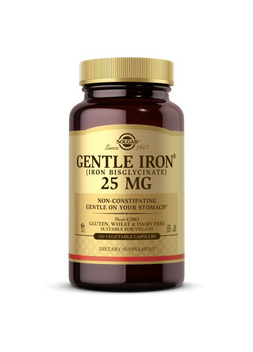Витамины и минералы Gentle Iron 25 mg, 180 вегакапсул Solgar (293415754)