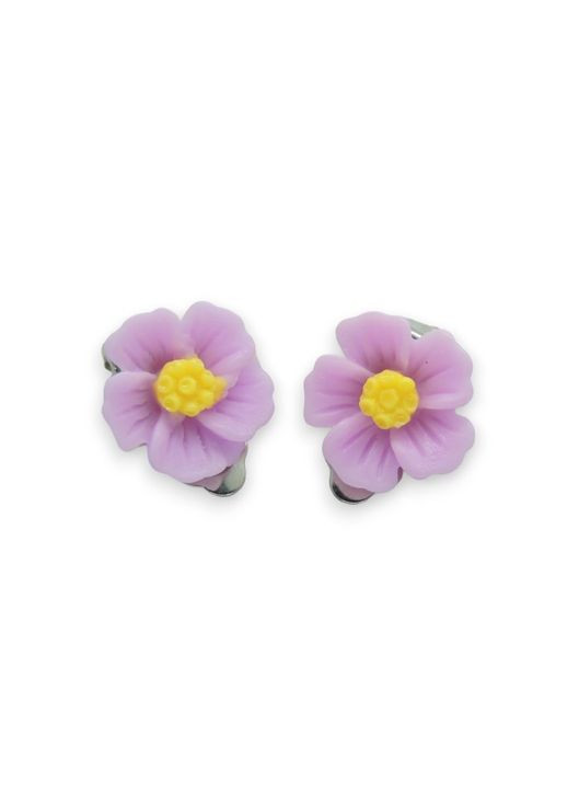 Сережки кліпси дитячі для вух без пробивання Фіолетова Незабутка Liresmina Jewelry (293510429)