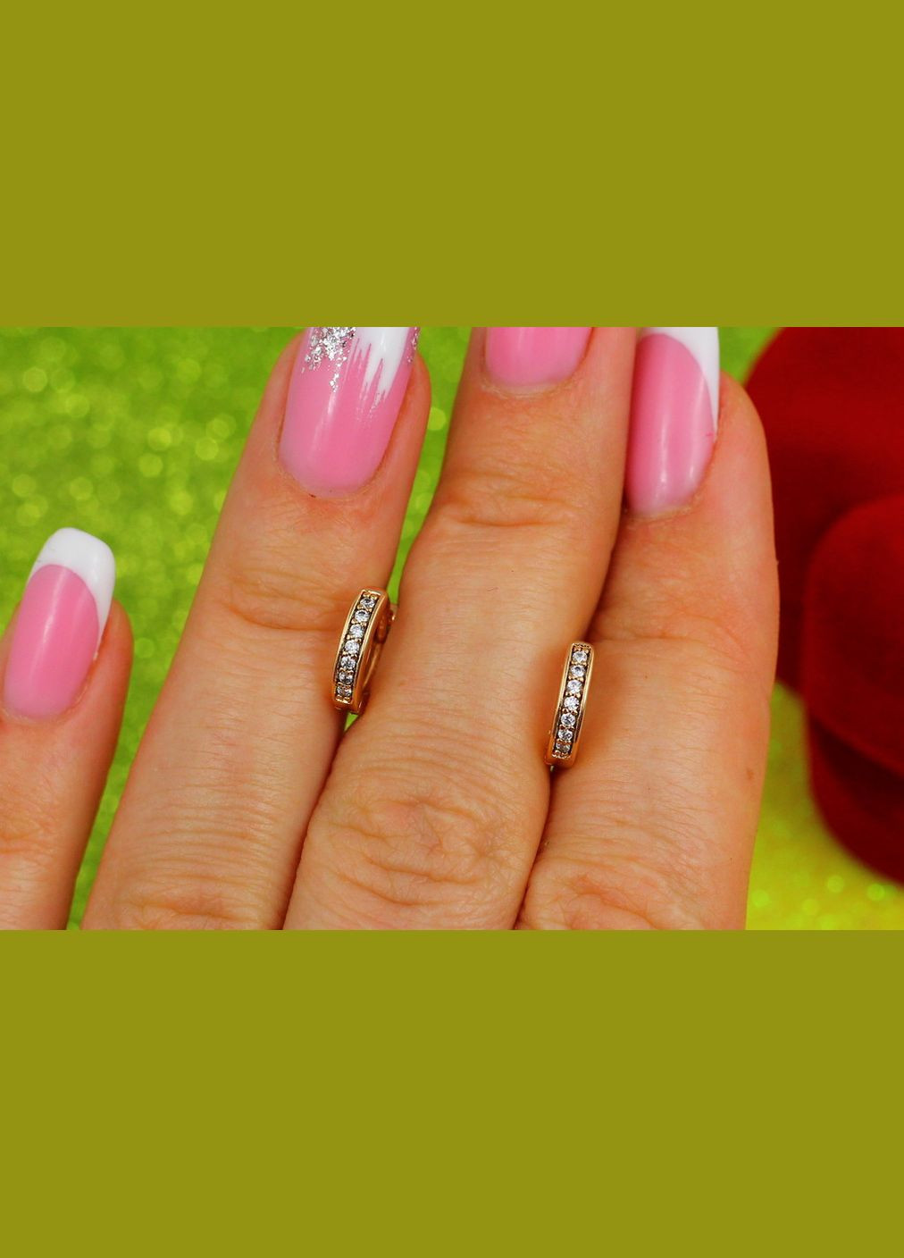 Сережки кільця з камінням 1 см золотисті Xuping Jewelry (316606957)