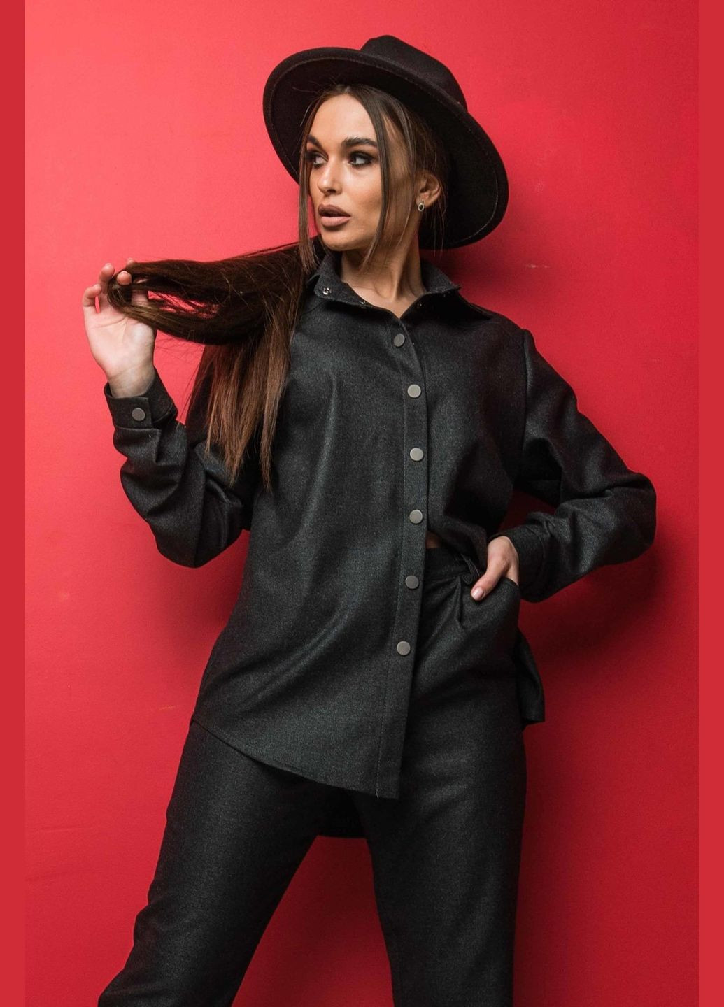 Черная классическая, кэжуал рубашка RiMari