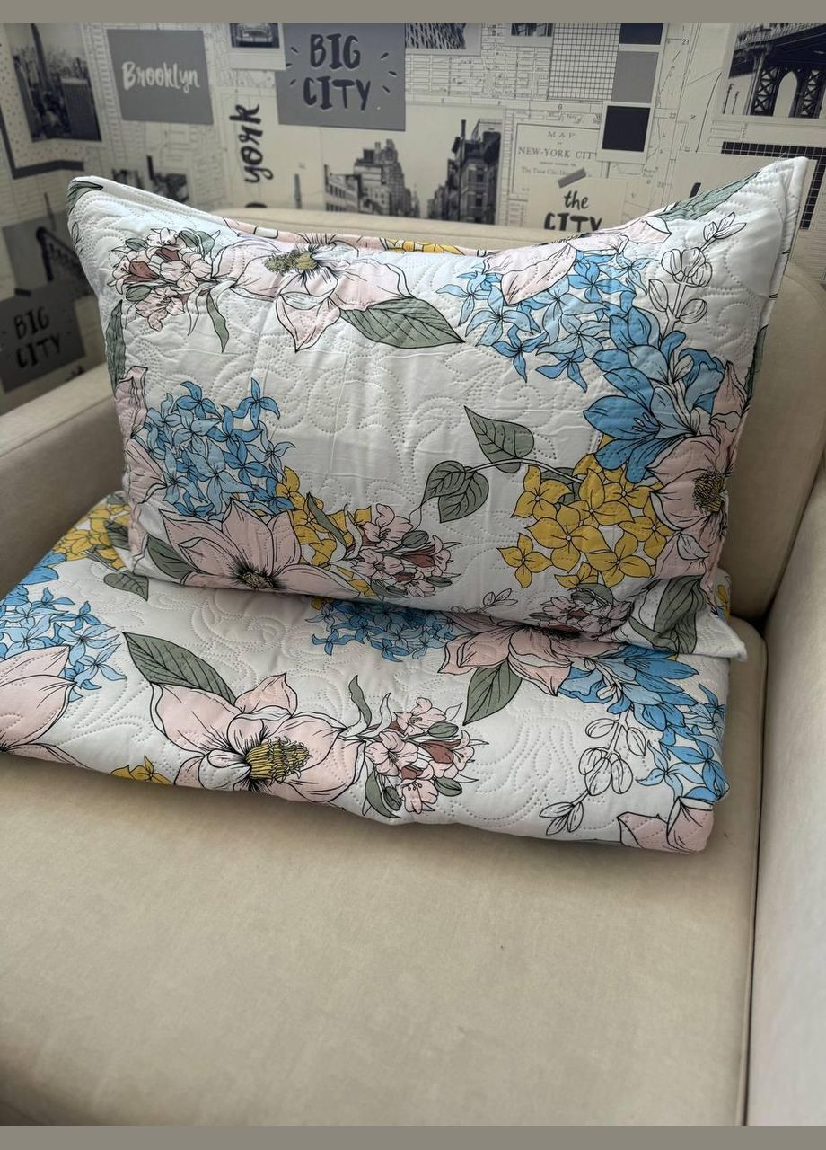 Ковдра з наволочками літня бавовна стьобана 200х220 (П4К-5107) No Brand (306633402)