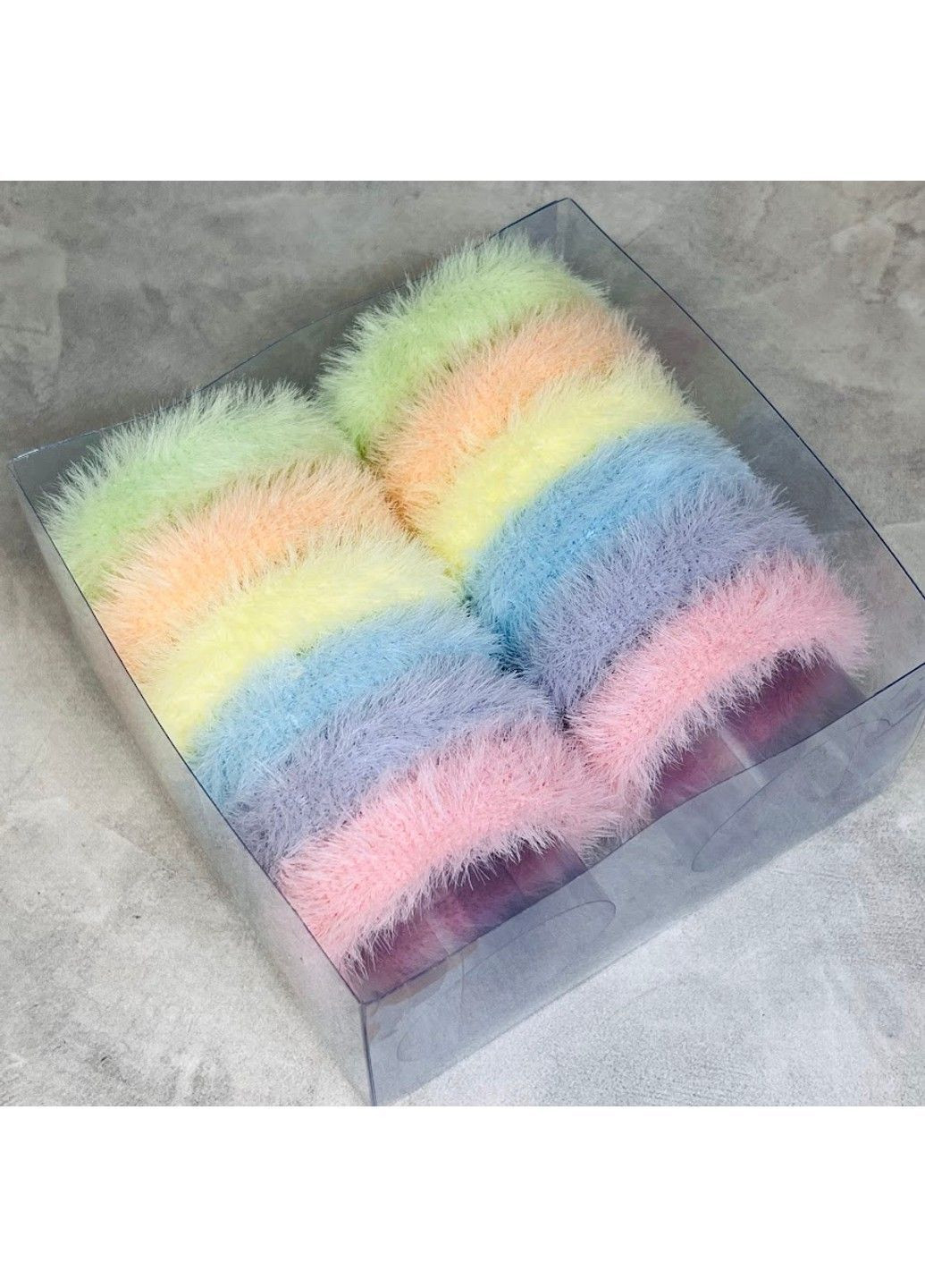 Набір гумок для волосся зі штучним хутром, розмір 5*1,5 см, різнокольоровий, 12 шт у коробці, арт 019287 No Brand (365655762)