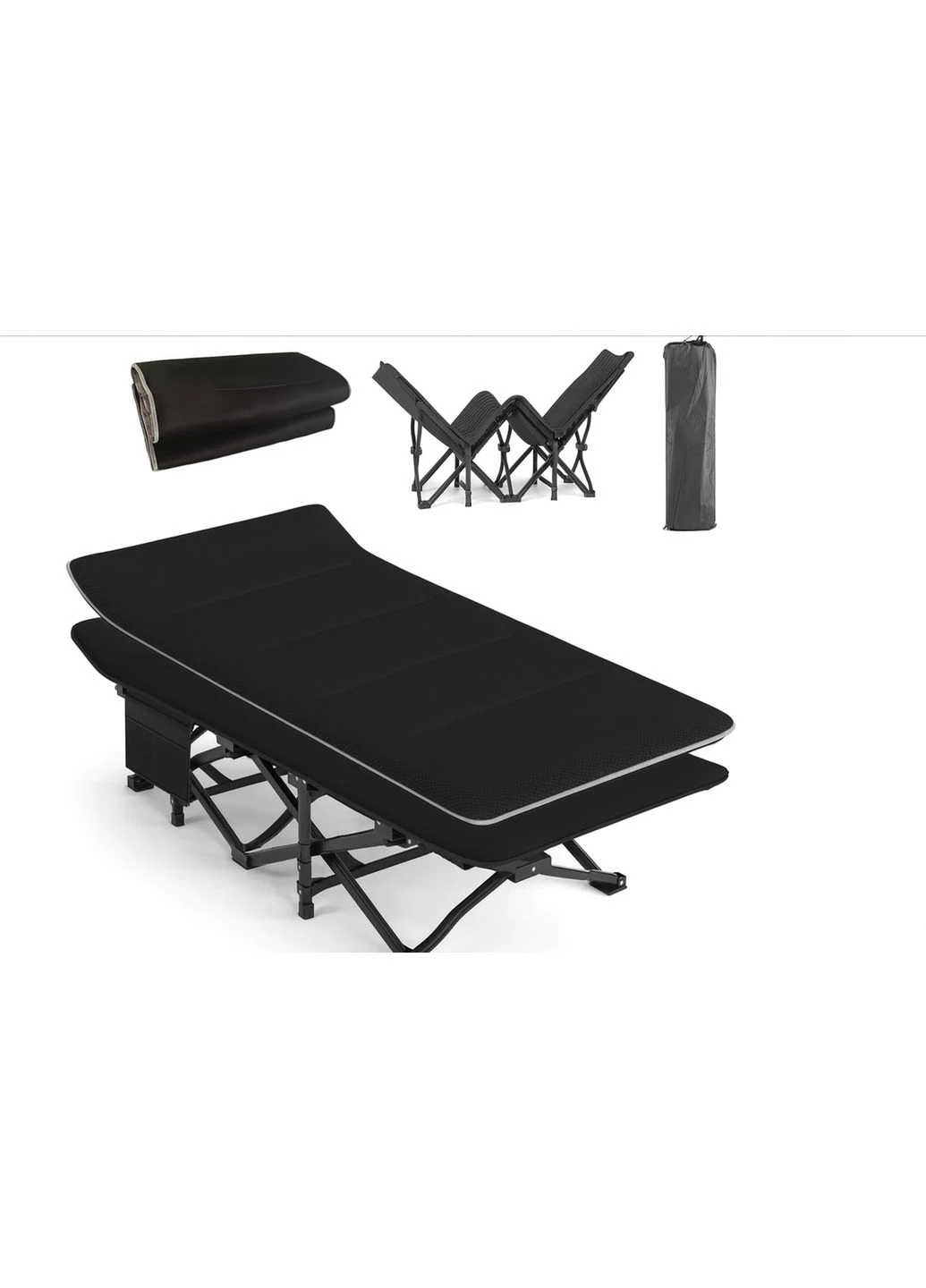 Туристична похідна розкладачка з Mesh-матрацом Black (LB-CC-L1-BLK) LEOBRO (382511940)