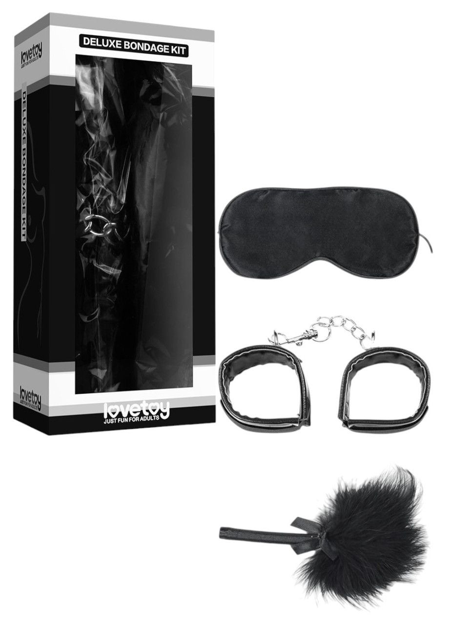 Бондажный набор Deluxe Bondage Kit из 3 предметов маска наручники перышко Lovetoy (356509019)