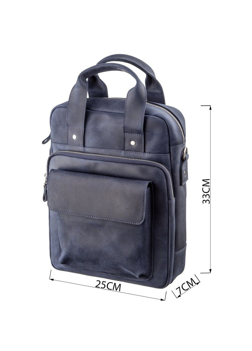 Стильна сумка під А4 вертикального формату в матовою шкірі 11170, Синя Shvigel (366880635)