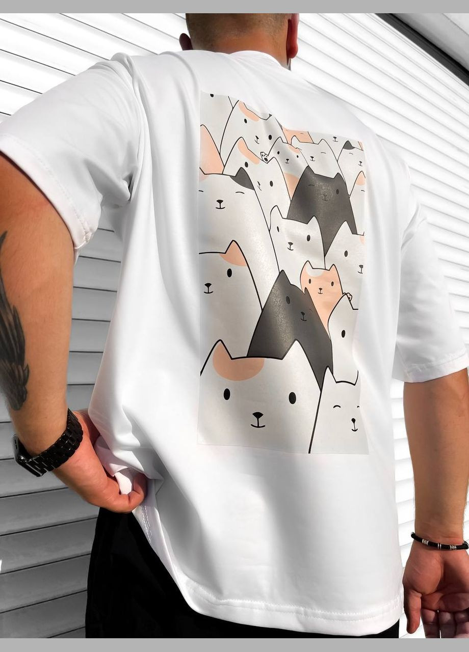 Белая футболка белая (принт) No Brand