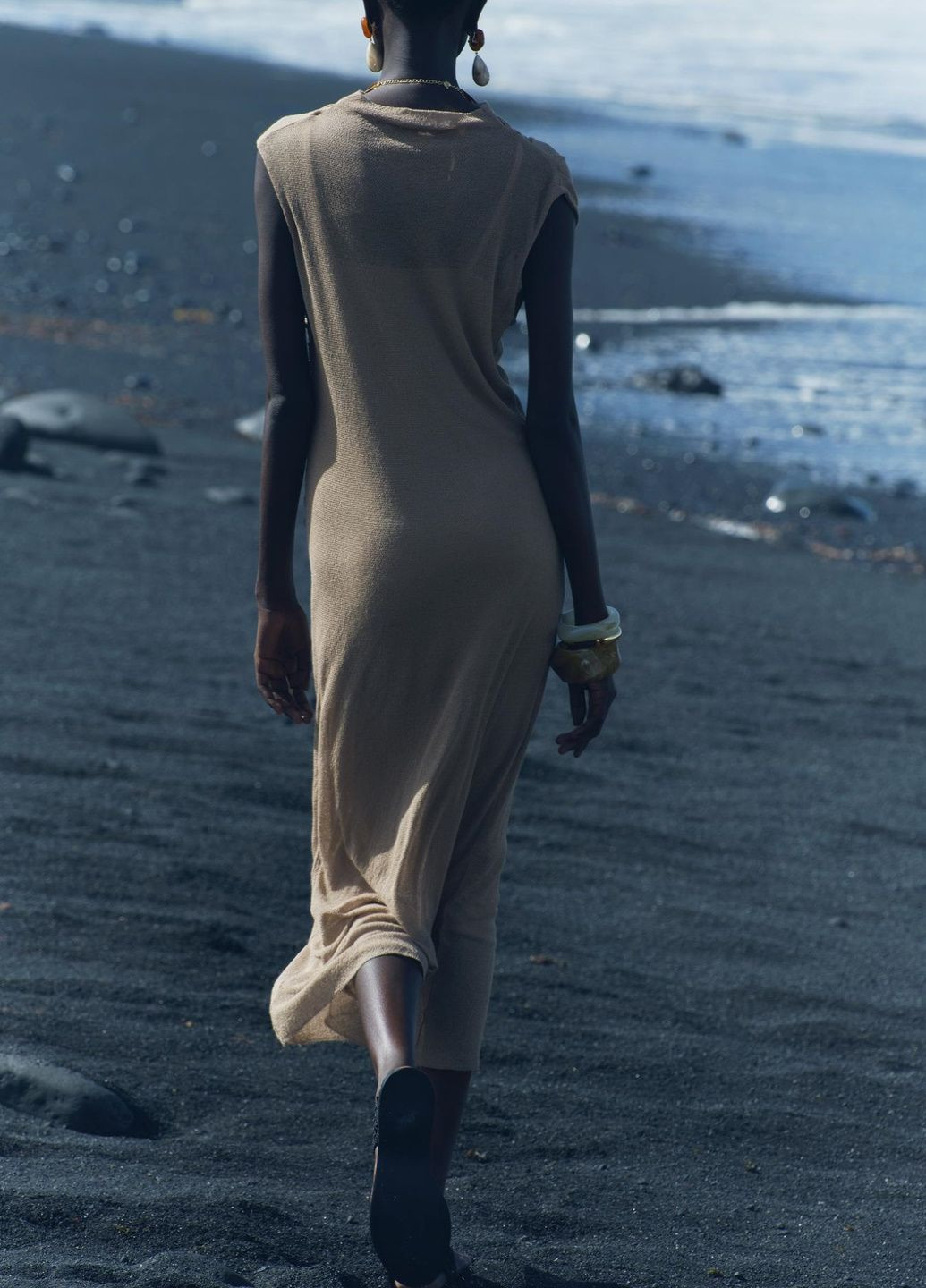 Сіро-бежева повсякденний сукня Zara однотонна
