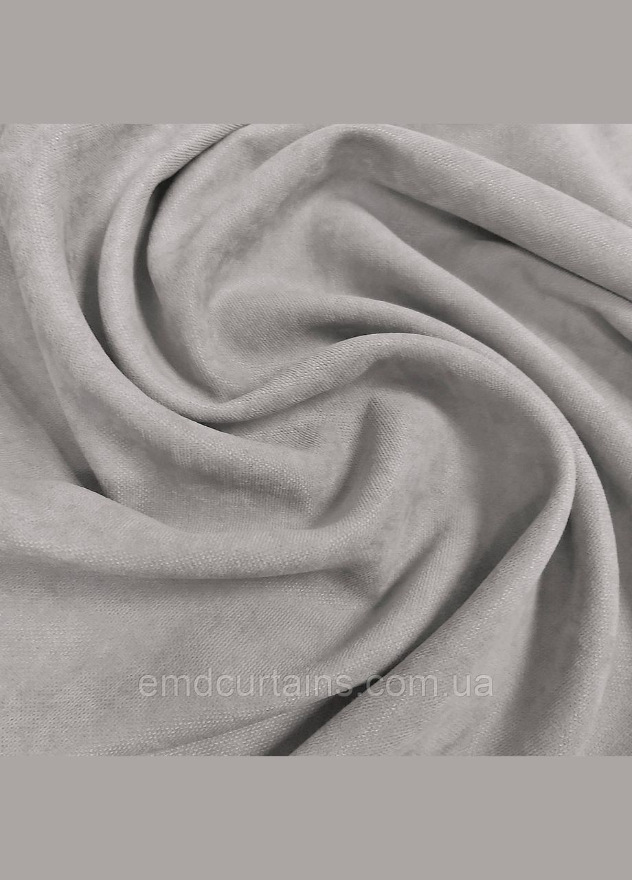 Комплект штори 2 шт. з підхватами 200х250 см мікровелюр Сірий, тюль бамбук 300 см Тепло-білий No Brand (337354203)