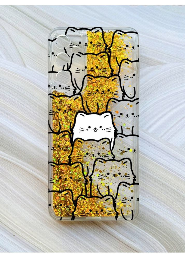 Чохол з плаваючими блискітками на Samsung Galaxy A25 (A256) Золотий Котики (принт 392) CASE CONTROL (360709466)