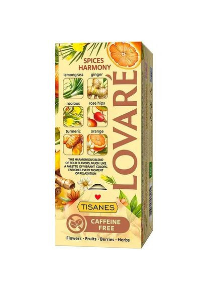 Чай Tisanes Spices Harmony бленд травяного чая со специями и плодами 43.2 г (24 шт. х 1.8 г) Lovare (316682079)