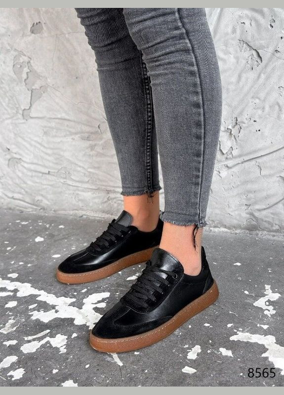 Черные кеды женские черные, натуральная кожа Mermaid Lilit