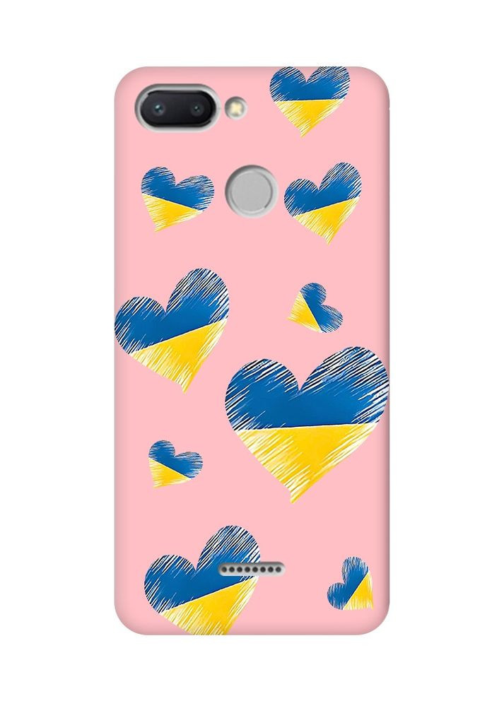 Матовий рожевий чохол на Xiaomi Redmi 6:: Сердечка. Україна (принт 258) Creative (360697026)