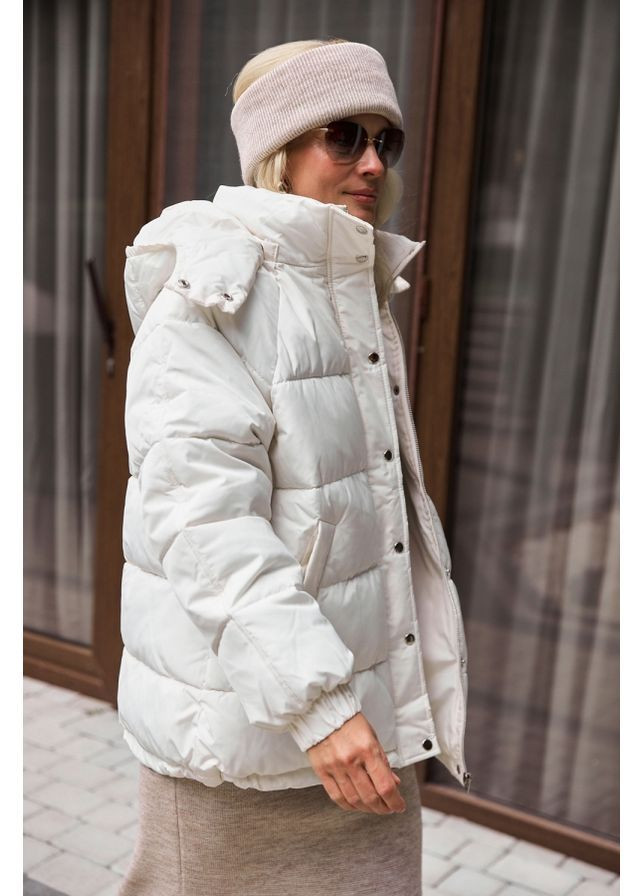 Молочная куртка-пуховик 3675 серый Triko Bakh