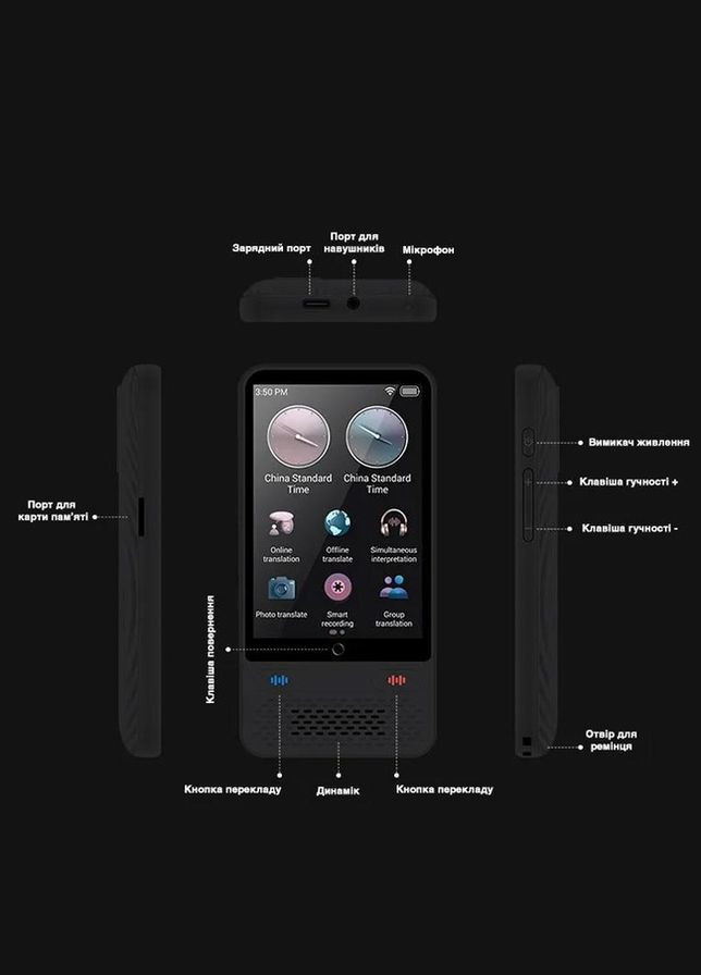 Електронний голосовий перекладач AI Translator на 138 мов,, 17 мов офлайн, сканер з ChatGpt Microsoft S85 (322238051)