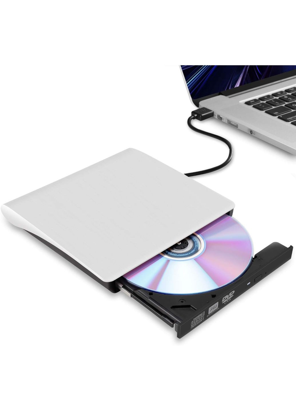 Зовнішній DVD привід USB 3.1 / Type-C, білий, оптичний портативний дисковод юсб для ноутбуку та ПК Gembird (355267321)
