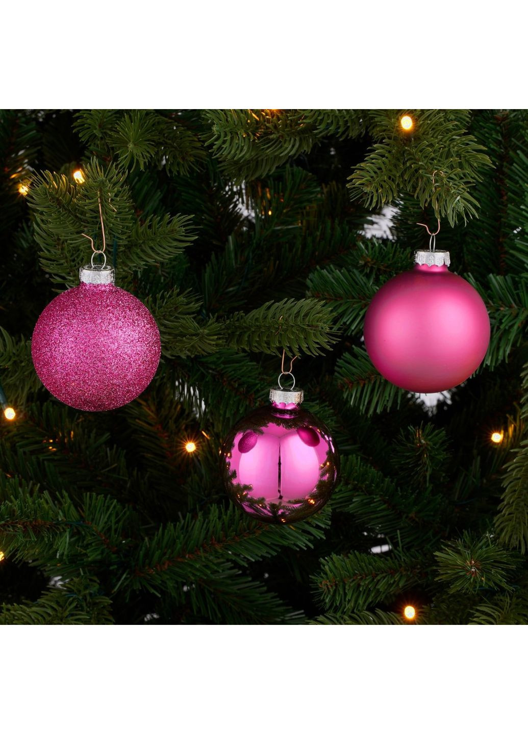 Ялинкові скляні кульки комплект 42шт, Ø 7/6/5 см, фуксія House Of Seasons (366082188)