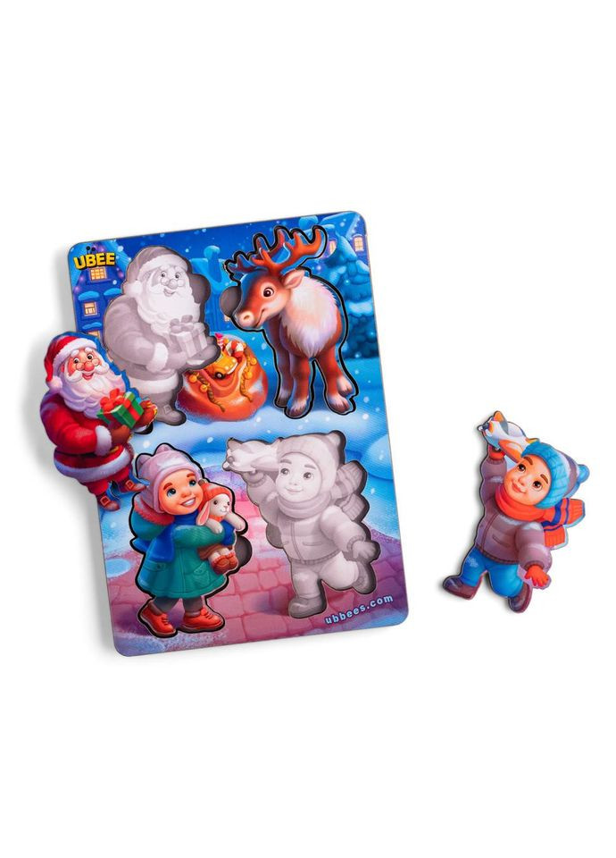 Развивающий пазл-вкладыш "Новогодний-2" (ПСД224) PSD224 с фоном. No Brand (330610391)
