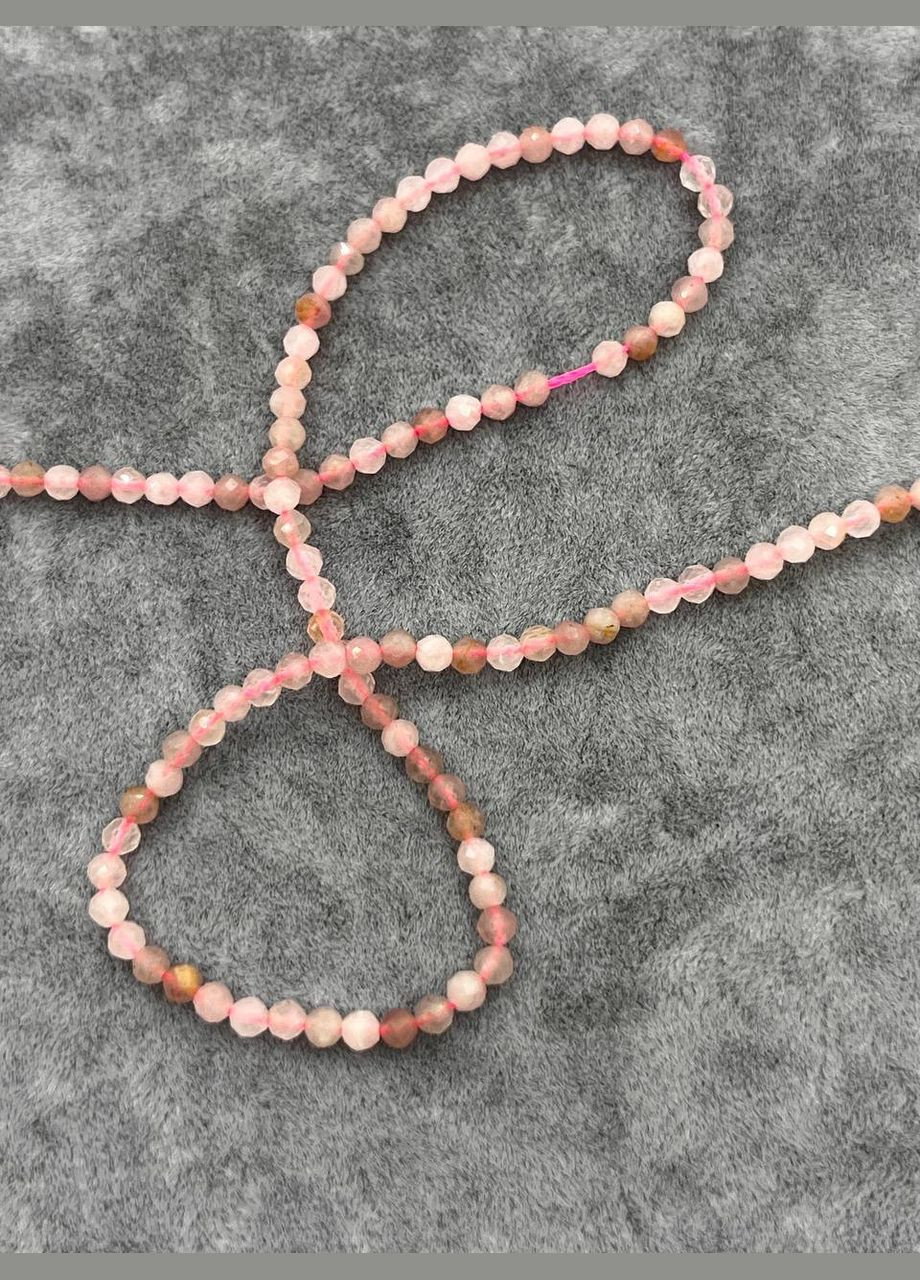 Рожевий кварц на нитці без замка 3 мм 40 см No Brand (311678176)