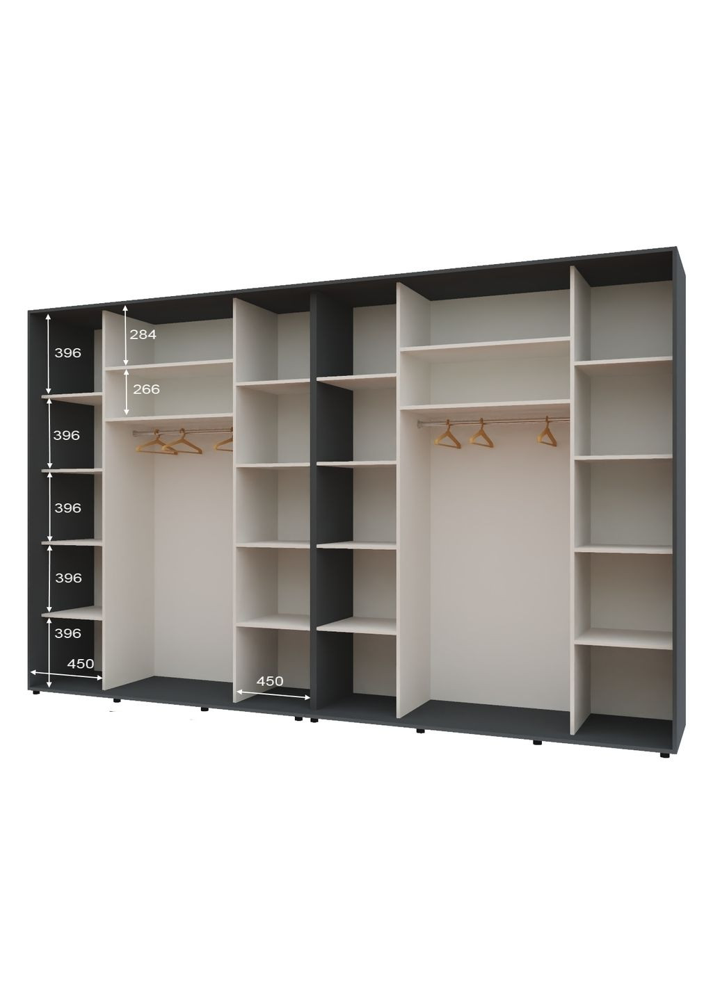 Шкаф-купе четырехдверный Комфорт Мебель 360*60*210 см Графит 4 двери Зеркало Макси Комфорт Меблі (360437141)