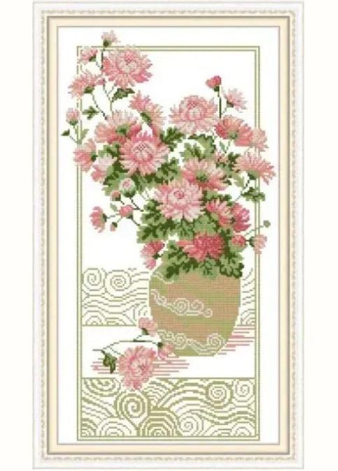 Набір для вишивання хрестиком по нанесеному на канву схемі "Elegant chrysanthem". AIDA 14CT printed 30*51 см Joy Sunday (313613280)